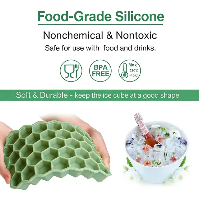 Alt view image 2 of 7 - Ice Cube Trays for Freezer, 2 Pack Silicone Ice Cube Mold with Lid-37 Grid, Easy-Release Reusable 74 PCS Small Ice Cubes for Ice Bucket Iced Coffee Cocktail Whisky Soup Food