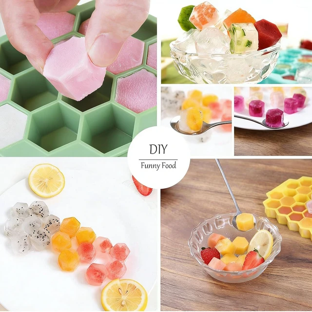 Alt view image 6 of 7 - Ice Cube Trays for Freezer, 2 Pack Silicone Ice Cube Mold with Lid-37 Grid, Easy-Release Reusable 74 PCS Small Ice Cubes for Ice Bucket Iced Coffee Cocktail Whisky Soup Food