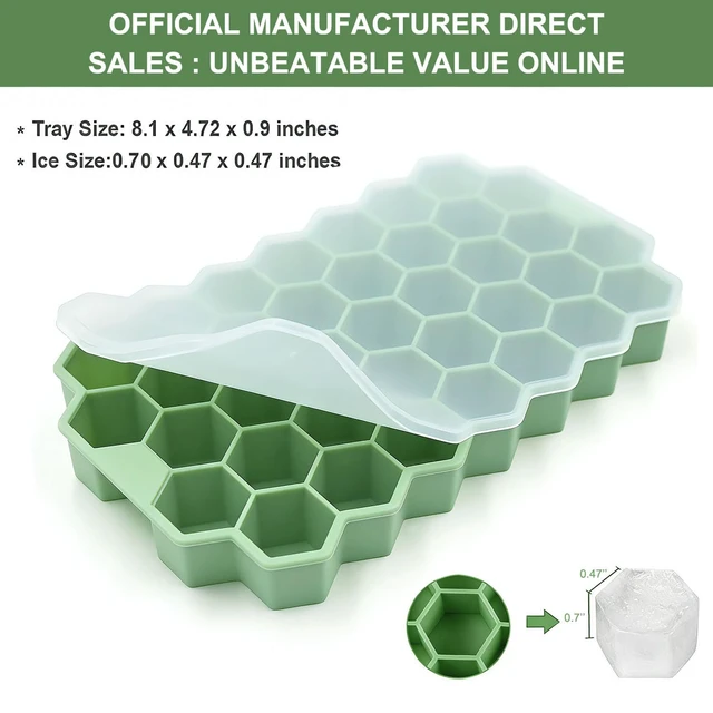 Alt view image 7 of 7 - Ice Cube Trays for Freezer, 2 Pack Silicone Ice Cube Mold with Lid-37 Grid, Easy-Release Reusable 74 PCS Small Ice Cubes for Ice Bucket Iced Coffee Cocktail Whisky Soup Food