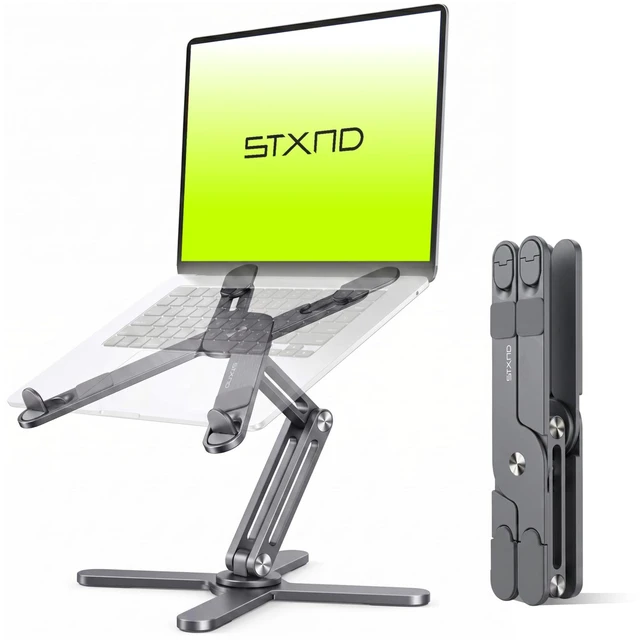 Main image of Model-X 2.0 Laptop Stand, Laptop Stand for Desk Adjustable Height 360 Rotating Laptop Riser Aluminum Portable Foldable Computer Stand for MacBook Pro Air 1017 in (Royal Gray)