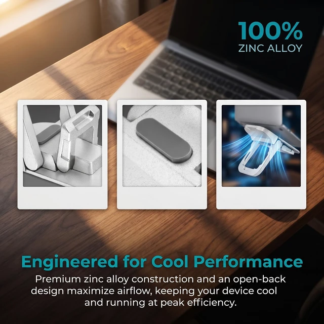 Alt view image 4 of 7 - Laptop Stand Adjustable Height for Desk, 2 Pack Ergonomic Portable Invisible Laptop Riser, Zinc Alloy Cooling Pad Kickstand for MacBook Pro Air, Tablet and Notebook