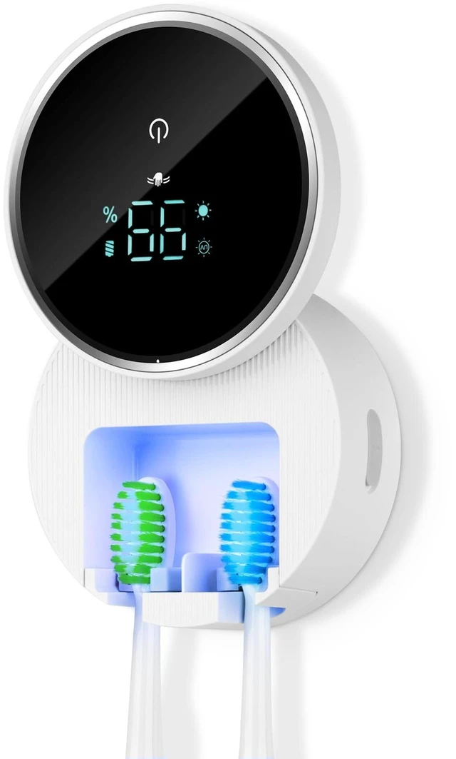 Main image of Toothbrush Holder and Cleaner for Bathroom,Wall Mounted,Razor Holder | Automatic Open Close Cover, Clean, Dry for Home Business Travel