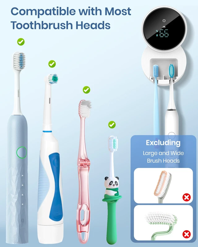 Alt view image 4 of 7 - Toothbrush Holder and Cleaner for Bathroom,Wall Mounted,Razor Holder | Automatic Open Close Cover, Clean, Dry for Home Business Travel