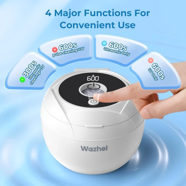 Alt view image 2 of 7 - Ultrasonic Retainer Cleaner Machine, 45kHz Cleaner & 4 Modes, White | 200ML Denture Cleaner with Digital Timer, Retainer Cleaner Machine for Denture, Mouth Guard, Night Guard, Aligner, Braces
