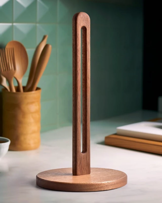 Main image of Acacia Wooden Paper Towel Holder Countertop, 6.5" Jumbo Base, Fits Jumbo Rolls, Large Freestanding Dark Wood Paper Towel Stand Upgraded Dispenser Organizer with Non-Slip Base
