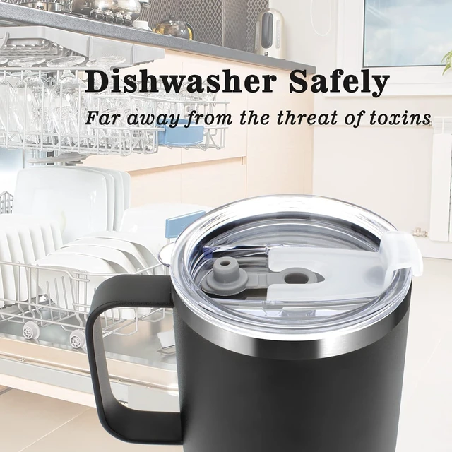 Alt view image 7 of 7 - 24 oz Insulated Tumbler with Handle Lids and Straw | Stainless Steel Double Wall Vacuum Travel Coffee Mugs for Office & Outdoor Leak proof BPA Free Cups