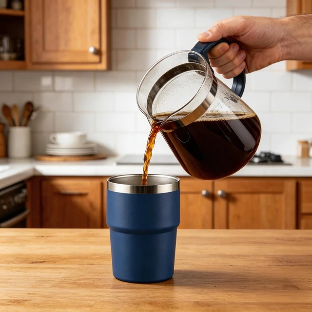 Alt view image 3 of 7 - 16oz Iced Coffee Cup With Lids, Water Bottle With Straw, Double Layer Vacuum Stainless Steel Insulated Tumbler, Stackable, Cup holder compatibility,Reusable Travel Mug, Blue