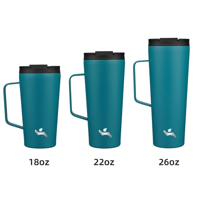 Alt view image 7 of 7 - 18 oz Insulated Tumbler with Handle & Straw, Stainless Steel Mug | Blue; BPA-free, leak-proof reusable bottle for coffee, iced drinks, office, travel, outdoor use & daily hydration