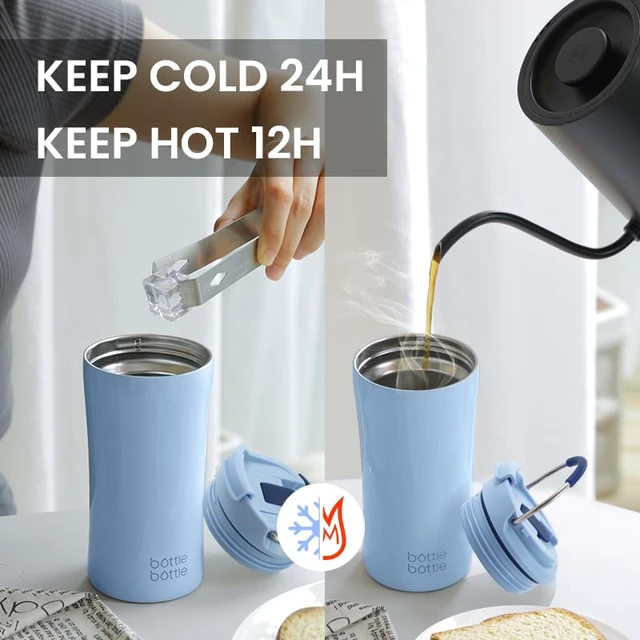 Alt view image 6 of 7 - Insulated coffee Tumbler with Dual-use Lid and Straw 12oz | Double Walled,Stainless Steel,with Handle,Iced Travel Coffee Mug for Woman and Man,BPA-Free