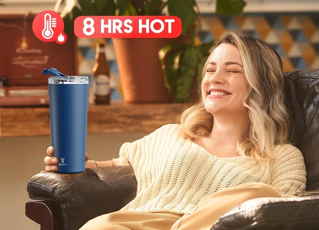 Alt view image 2 of 7 - 24 oz Insulated Travel Coffee Mug: Leak Proof Lid, Sea | Stainless Steel Coffee Tumbler, Keeps Hot for 8 Hours or Cold for 24 Hours, Fits in Car Cup Holder, BPA Free