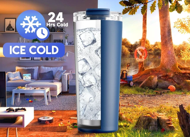 Alt view image 4 of 7 - 24 oz Insulated Travel Coffee Mug: Leak Proof Lid, Sea | Stainless Steel Coffee Tumbler, Keeps Hot for 8 Hours or Cold for 24 Hours, Fits in Car Cup Holder, BPA Free