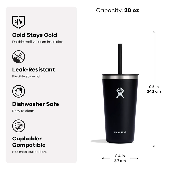 Alt view image 3 of 5 - All Around Tumbler Straw Lid, Insulated Travel Mug, Stainless Steel Coffee Cup 20 Oz Surf