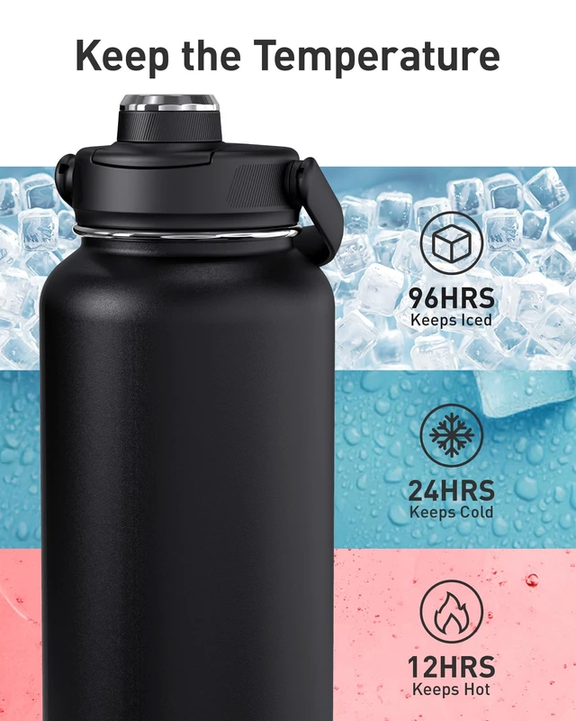 Alt view image 4 of 7 - 24 oz Insulated Stainless Steel Water Bottle, Pink | Double-wall vacuum thermal flask with top handle, leakproof & BPA-free design for sports, gym, hiking & travel use