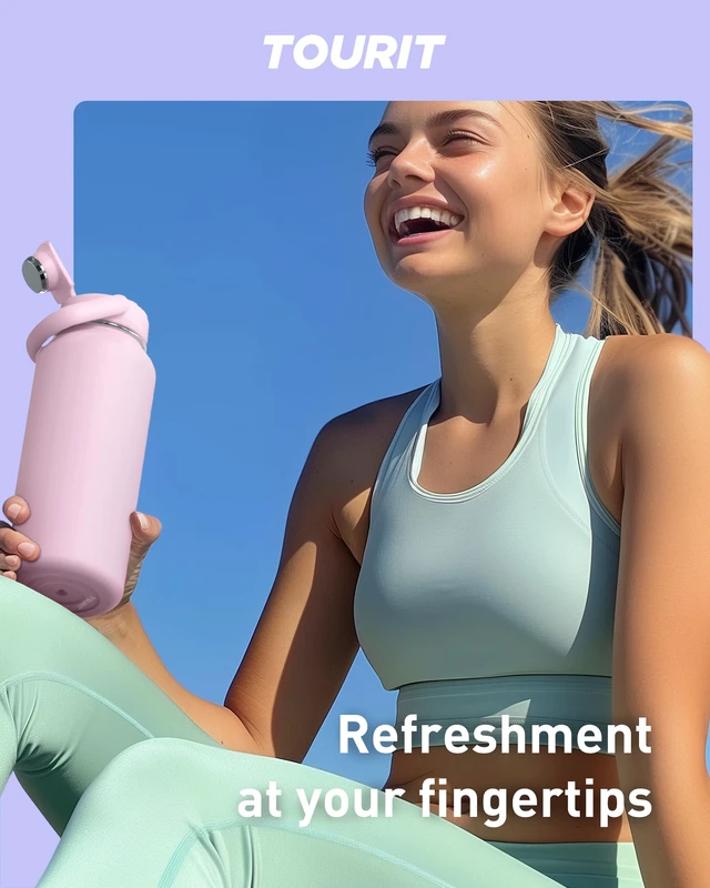 Alt view image 6 of 7 - 24 oz Insulated Stainless Steel Water Bottle, Pink | Double-wall vacuum thermal flask with top handle, leakproof & BPA-free design for sports, gym, hiking & travel use