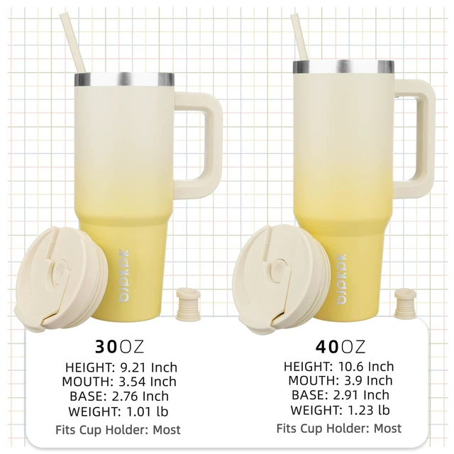 Alt view image 4 of 6 - 40 oz Insulated Tumbler with Handle & Straw, Stainless Steel | Double Wall Vacuum Insulation, Leak Proof, BPA Free, Dishwasher Safe, Cupholder Friendly, Travel & Outdoor, Lemon