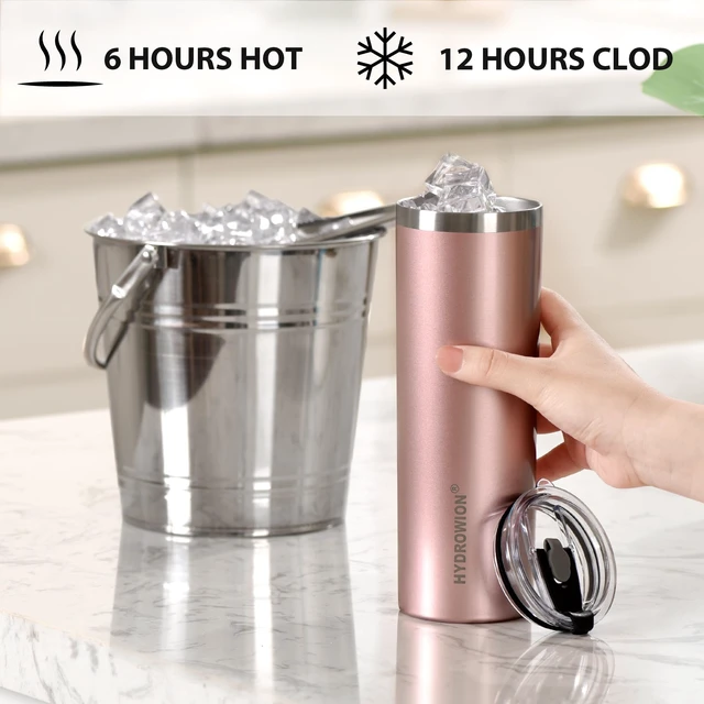 Alt view image 3 of 7 - 20 oz Insulated Tumbler Skinny Coffee Cup with Straw Lid 24 Hrs Cold | 304 Stainless Steel Vacuum thermal Travel Mugs Leakproof Lightweight for 12 Hrs Hot or 24 Hrs Cold Drinks