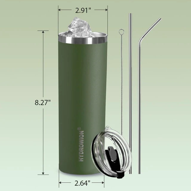 Alt view image 7 of 7 - 20 oz Insulated Tumbler Skinny Coffee Cup with Straw Lid 24 Hrs Cold | 304 Stainless Steel Vacuum thermal Travel Mugs Leakproof Lightweight for 12 Hrs Hot or 24 Hrs Cold Drinks