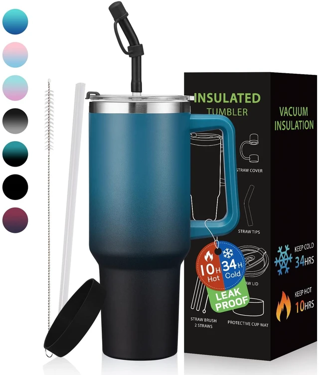 Main image of 40 oz Tumbler With Handle Travel Coffee Mug Stainless Steel Cup with Straw | Cold-34H & Hot-10H, Leak-Proof Cup, Dishwasher Safe, Travel Water Bottle, Daily Hydration Home & Office Use