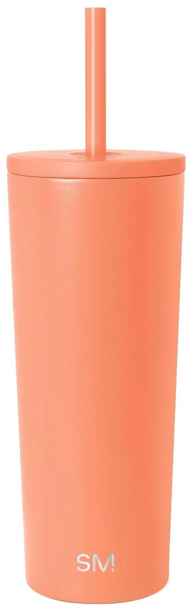 Main image of Iced Coffee Tumbler, Insulated | 24oz | Orange | Reusable Stainless Steel Cup, Travel Mug, Water Bottle with Straw | Cupholder Friendly & Spill Resistant, Mango