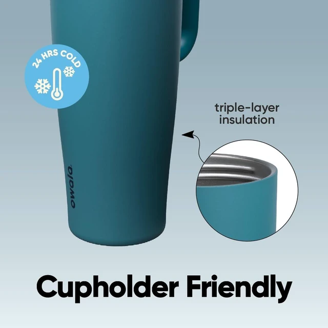 Alt view image 4 of 6 - FreeSip Tumbler Insulated Stainless Steel Water Bottle with Built-in Straw and Side Handle, For Travel, Work, School, and Sports, BPA Free, Leak Proof, 40oz, Denim
