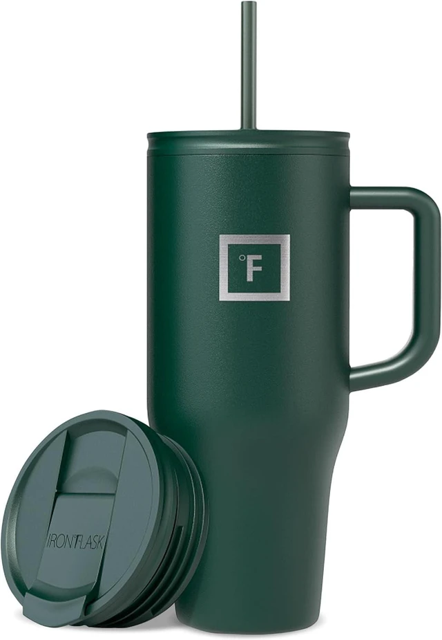 Main image of 32 oz Co-Pilot Insulated Travel Mug | Insulated Travel Mug with Straw & Flip Cap Lids - Cup Holder Fit, Leakproof, BPA Free (Dark Pine)
