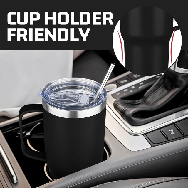Alt view image 6 of 7 - 20 oz Tumbler with Handle Stainless Steel Insulated Coffee Mug Tumbler with Lid and Straw Double Wall Vacuum Insulated Coffee Mug Leak Proof Travel Mug Tumbler for Hot and Cold Drink (Black,1pack)