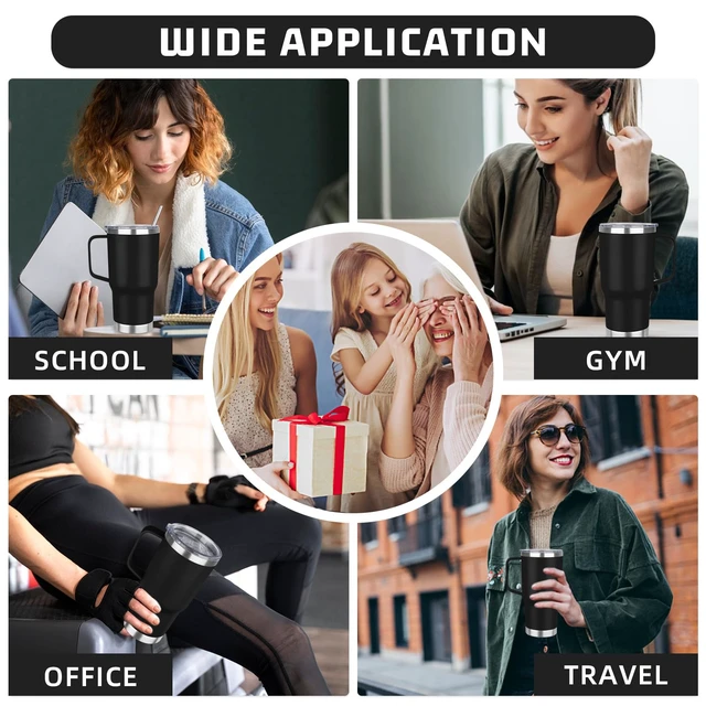 Alt view image 7 of 7 - 20 oz Tumbler with Handle Stainless Steel Insulated Coffee Mug Tumbler with Lid and Straw Double Wall Vacuum Insulated Coffee Mug Leak Proof Travel Mug Tumbler for Hot and Cold Drink (Black,1pack)