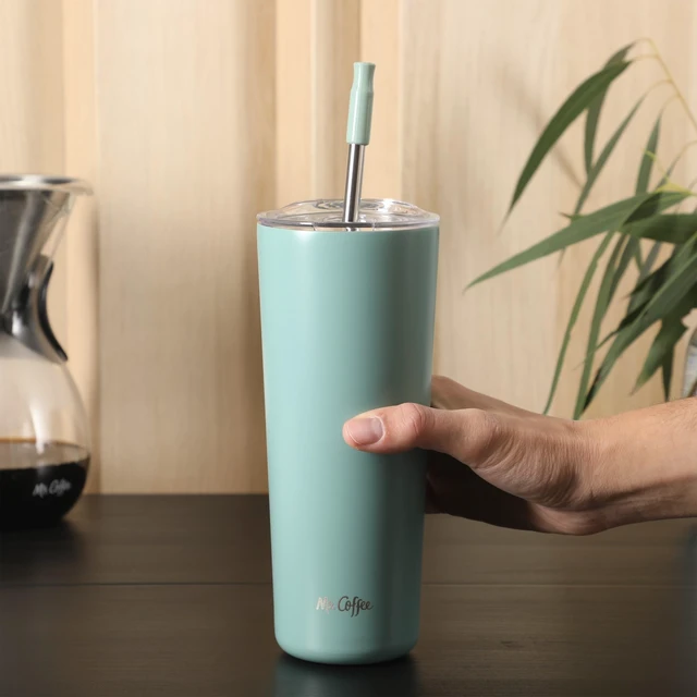 Alt view image 2 of 5 - Java Quest 23 oz Double Wall Stainless Steel Tumbler with Lid & Reusable Straw, Insulated Thermal Drink Cup for Hot & Cold Beverages, Teal