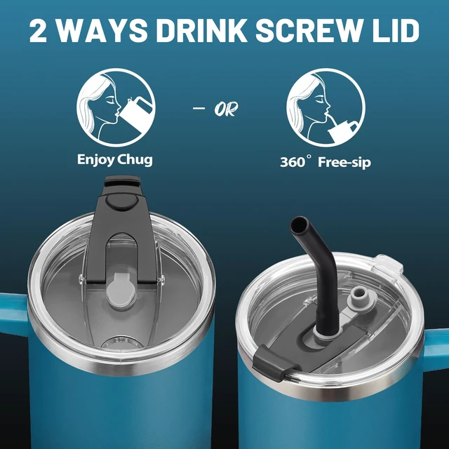 Alt view image 4 of 7 - 40 oz Tumbler with Handle and Straw - Spill Proof Travel Coffee Mug | Cold-34H & Hot-10H, Leak-Proof, 2-in-1 Lid (Straw & Chug), Dishwasher Safe, 18/8 Stainless Steel Water Bottles For Man Women