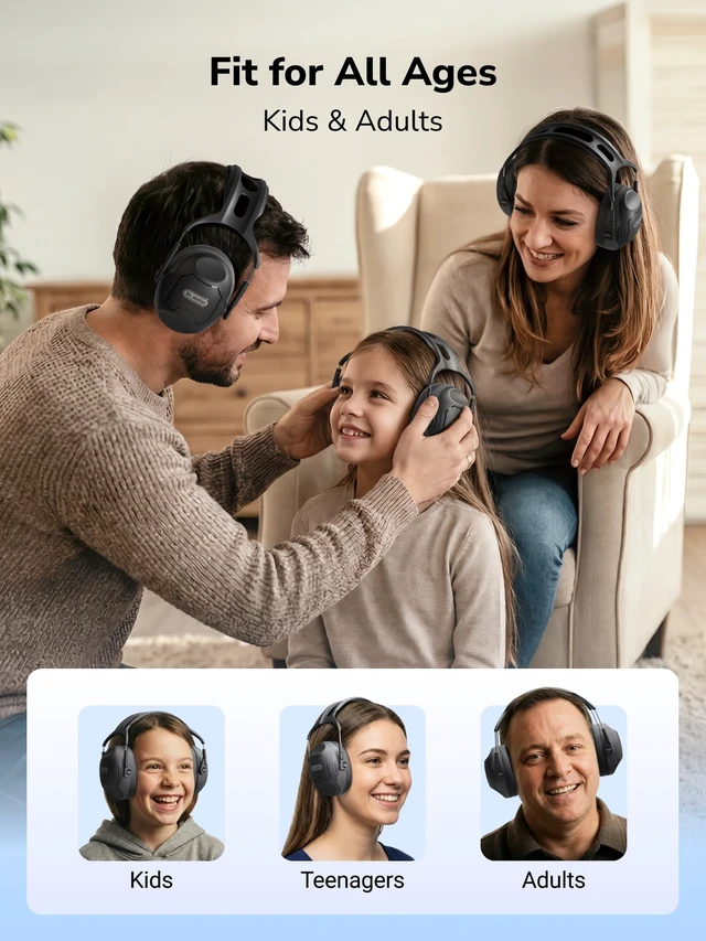 Alt view image 7 of 7 - C06 Noise Cancelling Ear Muffs, 28NRR Ear Protection for Adults | Noise Reduction Headphones Hearing Protection Earmuffs for Range, Mowing, Woodworking, Concerts, Races, Kids Autism Sensory