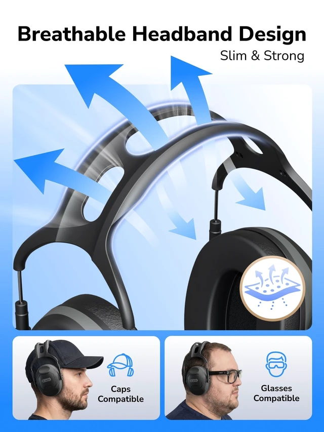 Alt view image 4 of 7 - C06 Noise Cancelling Ear Muffs, 28NRR Ear Protection for Adults | Noise Reduction Headphones Hearing Protection Earmuffs for Range, Mowing, Woodworking, Concerts, Races, Kids Autism Sensory