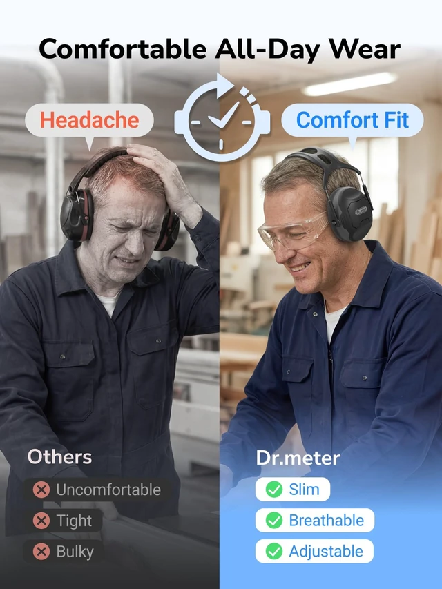Alt view image 2 of 7 - C06 Noise Cancelling Ear Muffs, 28NRR Ear Protection for Adults | Noise Reduction Headphones Hearing Protection Earmuffs for Range, Mowing, Woodworking, Concerts, Races, Kids Autism Sensory