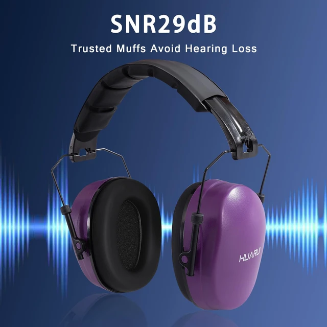 Alt view image 2 of 7 - Hearing Protection Ear Muffs SNR 29dB Noise Cancelling Headphones for Adults Kids Autism,Safety Earmuffs for Hunting,Shooting, Mowing, Construction(Purple)