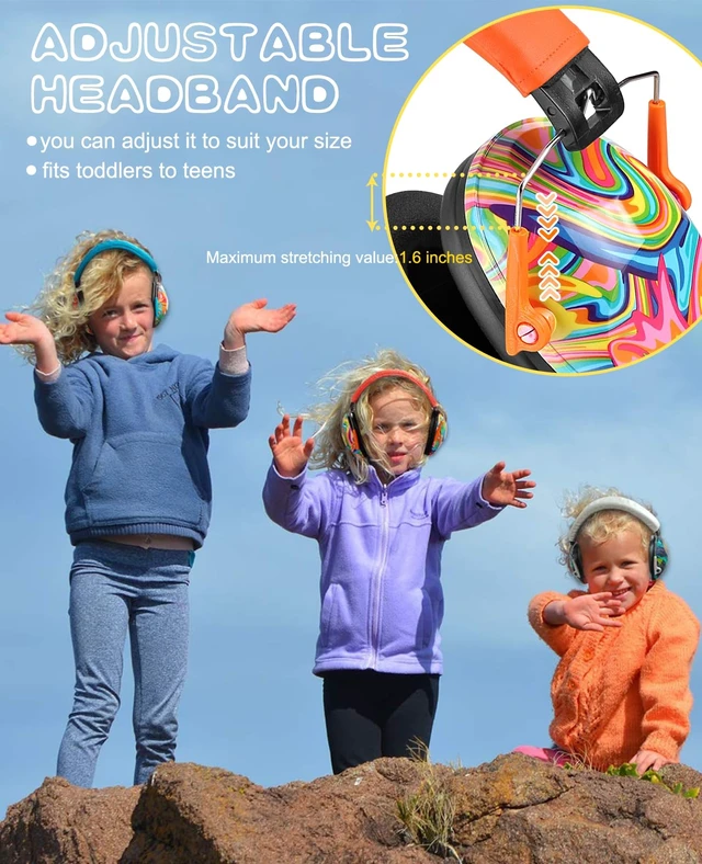 Alt view image 7 of 7 - 032 Kids Ear Protection Ear Muffs for Noise Reduction, 25NRR Noise Cancelling Headphones for Kids,Toddlers, Autism, Sensory Use, Hearing Protection Orange