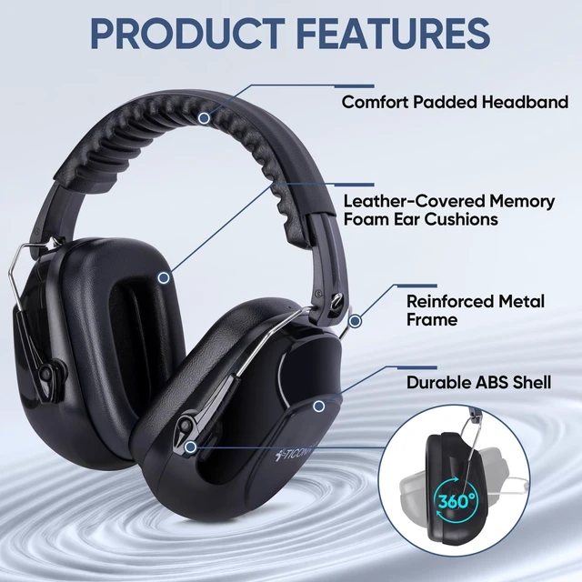 Alt view image 4 of 7 - Noise Cancelling Ear Muffs for Adults, SNR 33dB Hearing Protection, Adjustable Safety Earmuffs for hunting, Construction (Black)