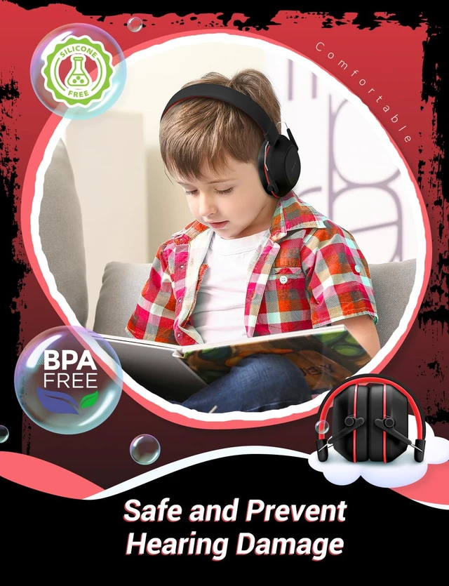 Alt view image 3 of 6 - EM01 Noise Cancelling Headphones for Kids Adults, SNR 29dB EarMuffs | Noise Reduction Ear Muffs for Autism Sensory Concentration Aid Ear Hearing Protection for Fireworks Event Monster Jam Concert