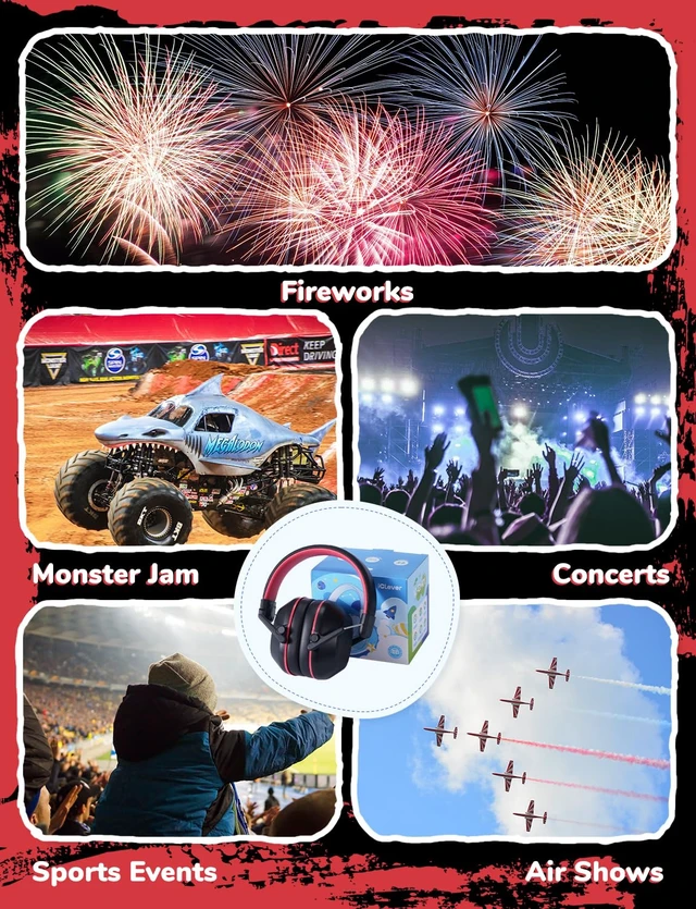 Alt view image 5 of 6 - EM01 Noise Cancelling Headphones for Kids Adults, SNR 29dB EarMuffs | Noise Reduction Ear Muffs for Autism Sensory Concentration Aid Ear Hearing Protection for Fireworks Event Monster Jam Concert