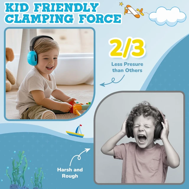 Alt view image 4 of 7 - Noise Cancelling Headphones for Kids, Noise Reduction Ear Muffs | 29dB SNR Safety Noise Reduction for Autism Sensory/Concentration Aid, Ear Hearing Protection for Fireworks/Event/Monster Jam