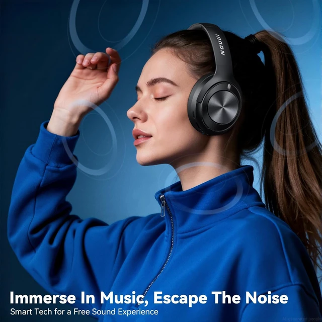 Alt view image 4 of 7 - Hybrid Active Noise Cancelling Headphones, Bluetooth Headphones with Hi-Res Audio, 70H Playtime Over Ear Headphones with Fast Charge, ANC Wireless Headphones with Comfort Earcup for Travel/Office/Home