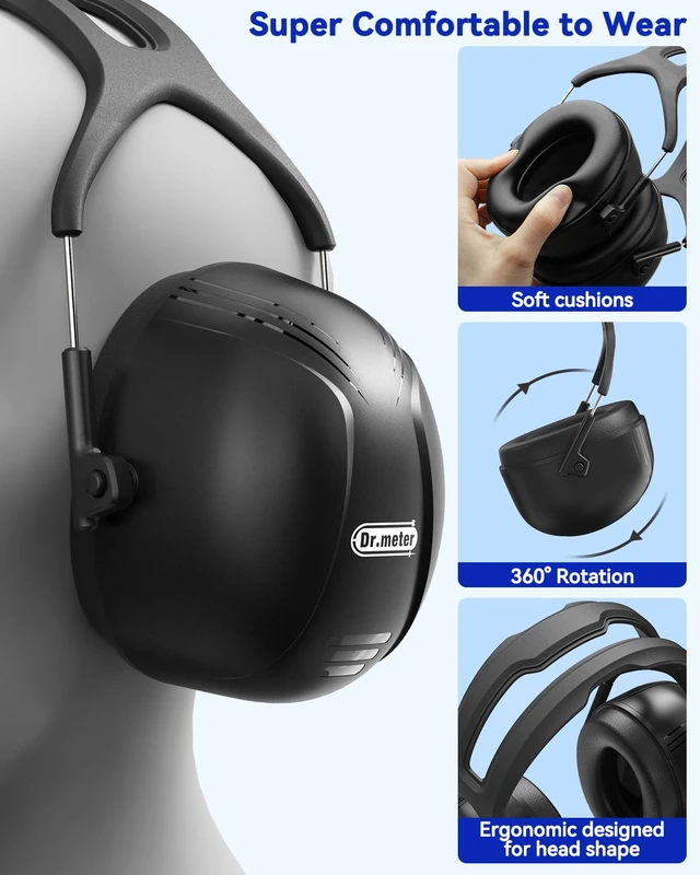 Alt view image 3 of 7 - Large Noise Cancelling Headphones for Adults, 35dB Noise Reduction | XL Noise Reduction Ear Muffs Safty Earmuffs, Ear Protection for Shooting Gun Range,Yard Work, Mowing, Construction, Workshops