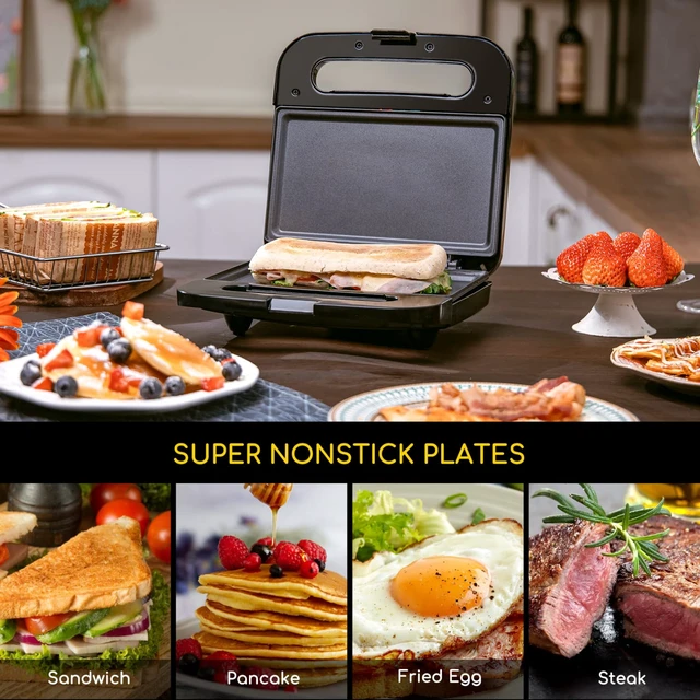 Alt view image 2 of 7 - Sandwich Maker, Non-Stick Panini Press Sandwich Maker | Breakfast Grilled Cheese Maker, Stainless Steel Tostadora de Pan