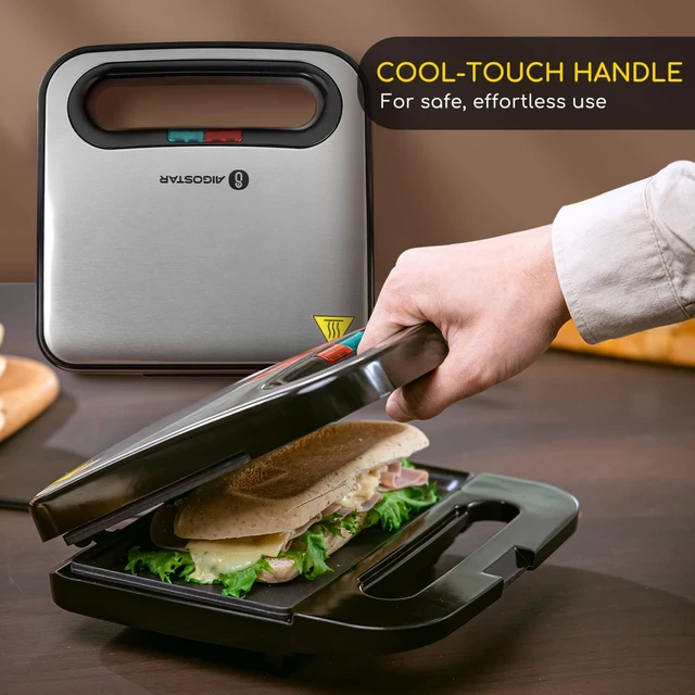 Alt view image 4 of 7 - Sandwich Maker, Non-Stick Panini Press Sandwich Maker | Breakfast Grilled Cheese Maker, Stainless Steel Tostadora de Pan
