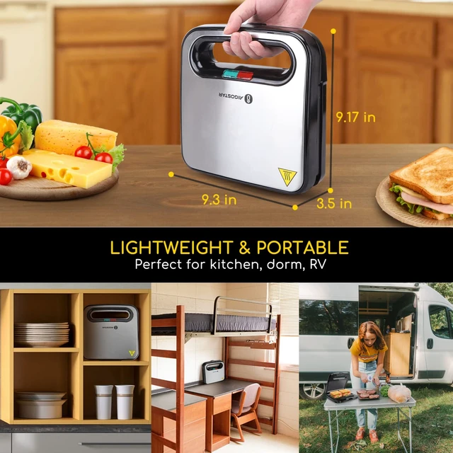 Alt view image 5 of 7 - Sandwich Maker, Non-Stick Panini Press Sandwich Maker | Breakfast Grilled Cheese Maker, Stainless Steel Tostadora de Pan