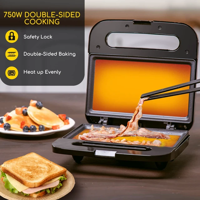 Alt view image 6 of 7 - Sandwich Maker, Non-Stick Panini Press Sandwich Maker | Breakfast Grilled Cheese Maker, Stainless Steel Tostadora de Pan