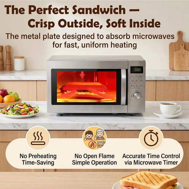 Alt view image 3 of 7 - Microwave Sandwich Maker with Non-Stick Plates and Adjustable Strap, Red | Removable microwave toaster for crispy grilled cheese in minutes; compact for travel, office, dorm and home use