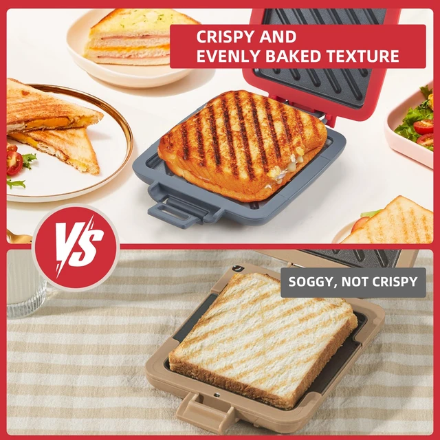 Alt view image 7 of 7 - Microwave Sandwich Maker, Snack Maker & Panini Press, Removable Non-Stick Plates, Silicone Microwavable Cookware, Heatwave Technology for House Cooking & Baking, Red