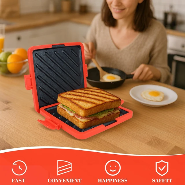 Alt view image 2 of 7 - Microwave Sandwich Maker - Microwave Toastie Sandwich Maker | 3-in-1 Toastie Panini Press with Dishwasher Safe Design No Electricity Needed Fast Cooking for Travel Friendly/Office/Home