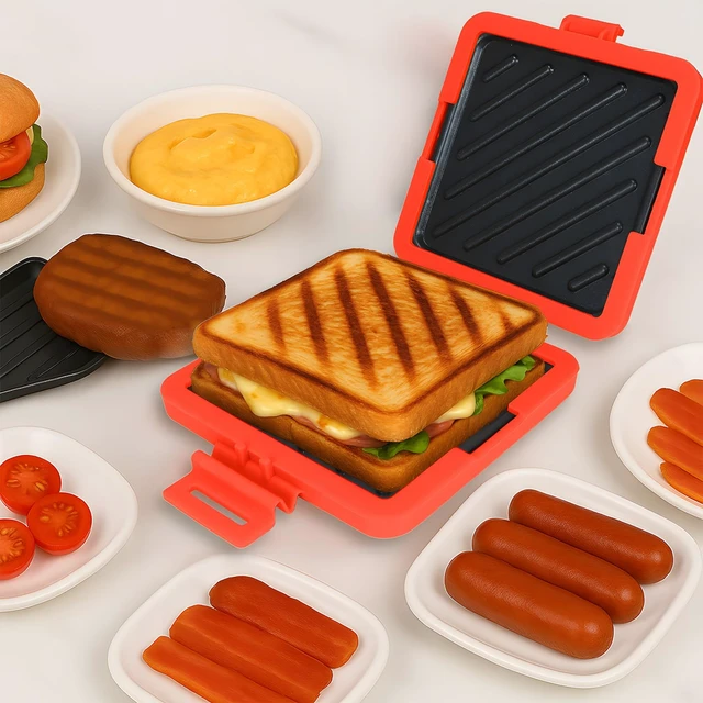 Alt view image 5 of 7 - Microwave Sandwich Maker - Microwave Toastie Sandwich Maker | 3-in-1 Toastie Panini Press with Dishwasher Safe Design No Electricity Needed Fast Cooking for Travel Friendly/Office/Home