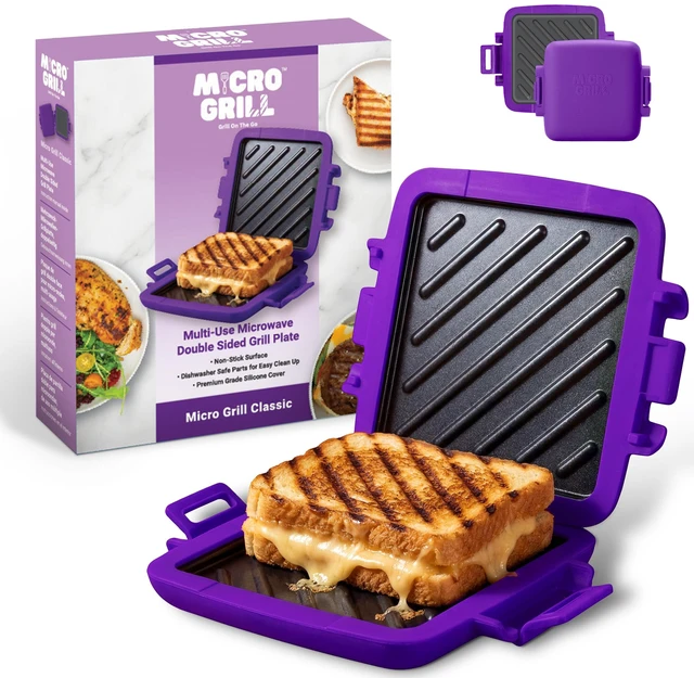 Main image of Classic Microwave Sandwich Maker, Microwave Grill, Toaster, 3 Minute Grilled Cheese Sandwich Maker, Thick Silicone Cover, Safe Food Grade, Panini Press, Dishwasher Safe (Purple, Regular)