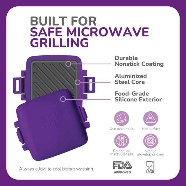 Alt view image 5 of 6 - Classic Microwave Sandwich Maker, Microwave Grill, Toaster, 3 Minute Grilled Cheese Sandwich Maker, Thick Silicone Cover, Safe Food Grade, Panini Press, Dishwasher Safe (Purple, Regular)